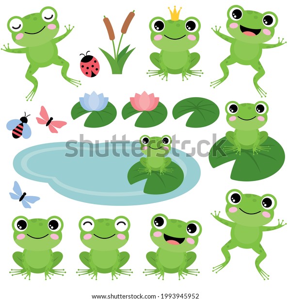 Green Frogs On White Background Vector Stock Vector (Royalty Free ...