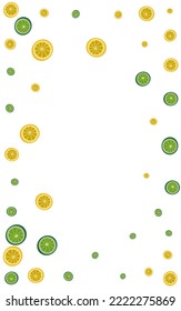 Green Fruit Background White Vector. Lime Ingredient Illustration. Bright Slice Lemon. Juicy Diet Pattern.