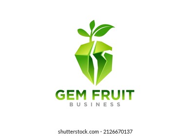 Green Fruchtkristall, Green Diamond Gem Nature Jewellry Logo Design