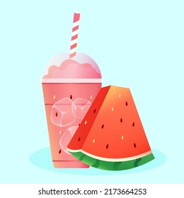 Green fruit watermelon to relieve the heat in summer, delicious food for the great summer festival, vector illustration