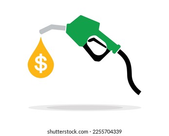 Green Fuel pump nozzle sign.Gasoline,Gas station icon. Vector illustration of fueling nozzle gasoline, diesel, gas isolated on white background. Petroleum fuel pump template.Pump nozzle, oil dripping.