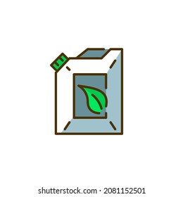 Green Fuel Tank. Sustainable Car And Aviation Fuel Coming From Eco Friendly Sources. Pixel Perfect, Editable Stroke Colorful Icon