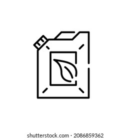 Green Fuel Tank. Sustainable Car And Aviation Fuel Coming From Eco Friendly Sources. Pixel Perfect, Editable Stroke Icon