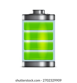 Indicador de batería verde totalmente cargado. Ilustración vectorial