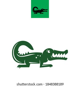 green and funky crocodile logo, nice vector for your company
