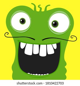 Green funky monster character.Vector happy green monster illustration from funky monster characters collection.