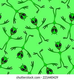 green funny aliens vector seamless pattern