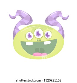 Green funny happy cartoon alien. Green vector alien character. Halloween design