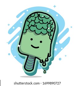 Green funny ice cream lolly