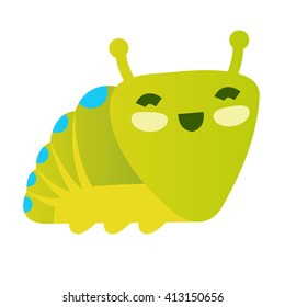 Green funny smiling caterpillar