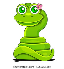 Green funny snake Vector Sign for print, in comics, Fashion, pop art