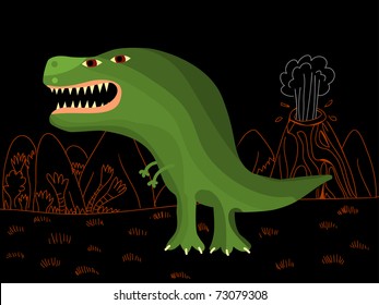 Green funny Tyrannosaurus Rex