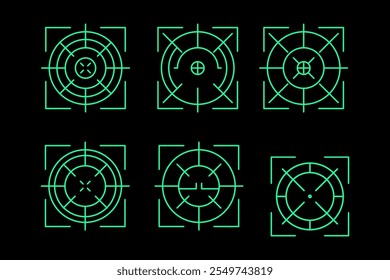 green futuristic crosshair target scope set vector design