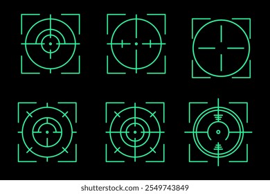 green futuristic crosshair target scope set vector design