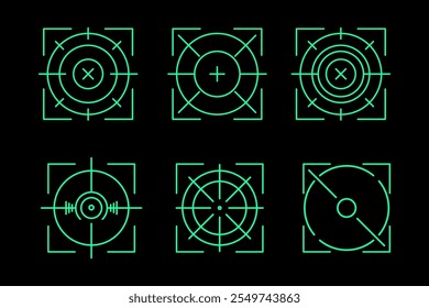 green futuristic crosshair target scope set vector design