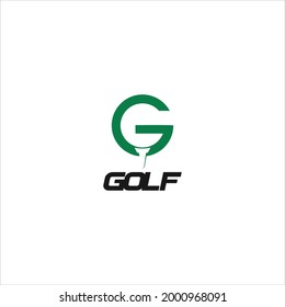 Green G alphabet negative space logo design Initial text icon ball golf vector inspiration