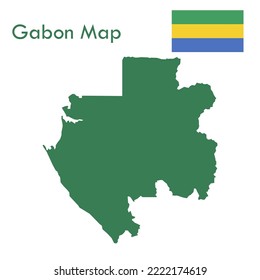 green gabon map vector with national flag
