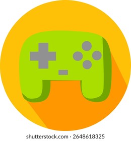 Símbolo de ícone de controlador para jogos, entretenimento e tecnologia. Plano de fundo de cor de sombra laranja amarela.