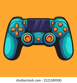 Green Game Controller Vector Graphic Illustration on Separated Background