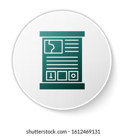 Green Game guide icon isolated on white background. User manual, instruction, guidebook, handbook. White circle button. Vector Illustration