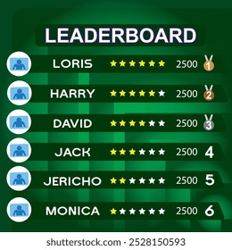 green game leaderboard with abstract background vector