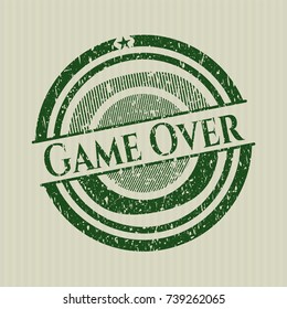 Green Game Over distress rubber grunge stamp