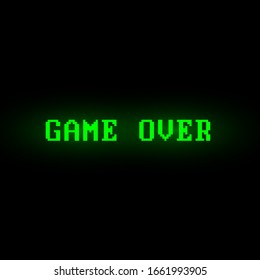 grüner "Game Over"-Bildschirm auf schwarzem Hintergrund