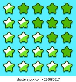 Green game rating stars icons buttons