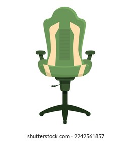 Green gamer chair icon cartoon vector. Gaming furniture. Office leather