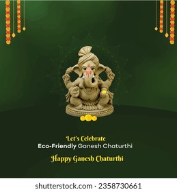 Green Ganesh Chaturthi, Eco Friendly Clay Ganesha Idol Design Template