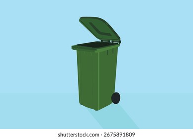 Ilustración vectorial de caja de basura verde