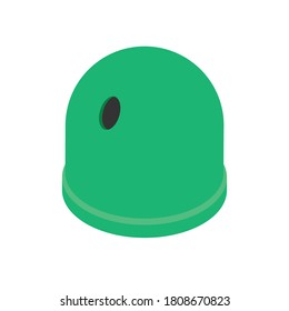 Green garbage can. Round recycle bin isolated on white background. Vector