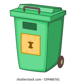 Green garbage container icon. Cartoon illustration of garbage container vector icon for web