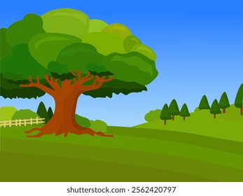 green garden big tree background vector