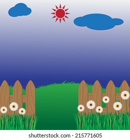 Green garden and blue cloud at sunshine day 