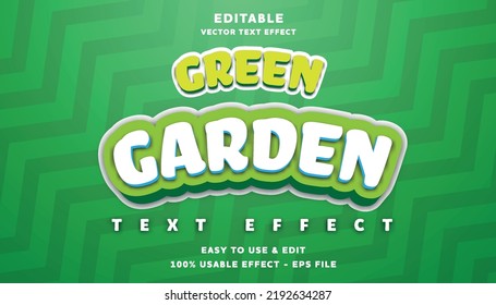 green garden editable text effect with modern and simple style, usable for logo or campaign title