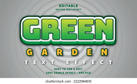 green garden editable text effect with modern and simple style, usable for logo or campaign title