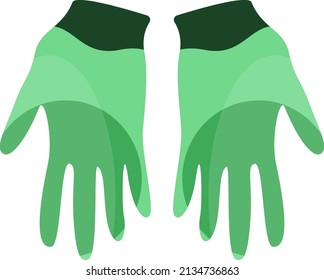 Guantes verdes de jardín, ilustración, vector sobre un fondo blanco.
