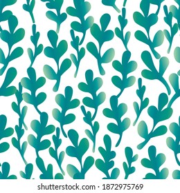el gradiente de jardín verde deja el vector patrón abstracto sin fisuras sobre fondo blanco. Concepto de papel pintado, papel de embalaje, tarjetas 
