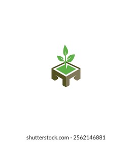 green garden icon logo vector
