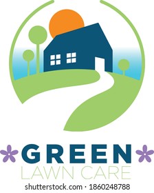Green garden lawncare logo vector. 