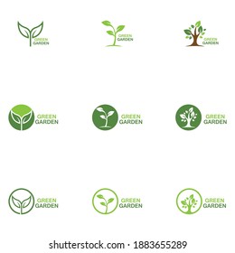 Green garden green leaf ecology logo vector design