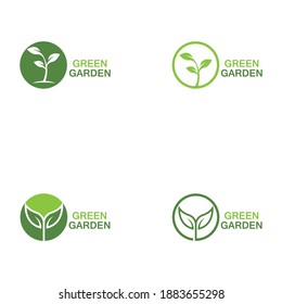 Green garden green leaf ecology logo vector design