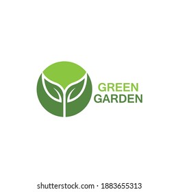 Green garden green leaf ecology logo vector design