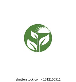Sello verde de jardín verde Logotipo Plantilla símbolo vectorial naturaleza