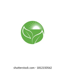 Sello verde de jardín verde Logotipo Plantilla símbolo vectorial naturaleza