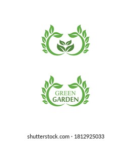 Sello verde de jardín verde Logotipo Plantilla símbolo vectorial naturaleza