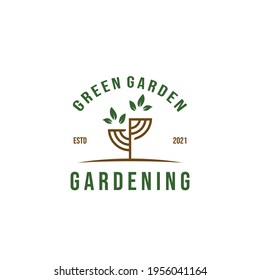 green garden logo template vector illustration design