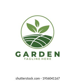 diseño de ilustración vectorial de logotipo de jardín verde