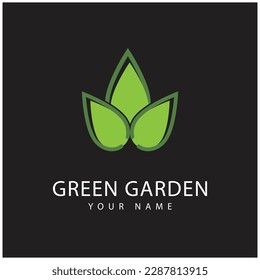 grünes Gartenlogo, Vektorgrafik und Symbol